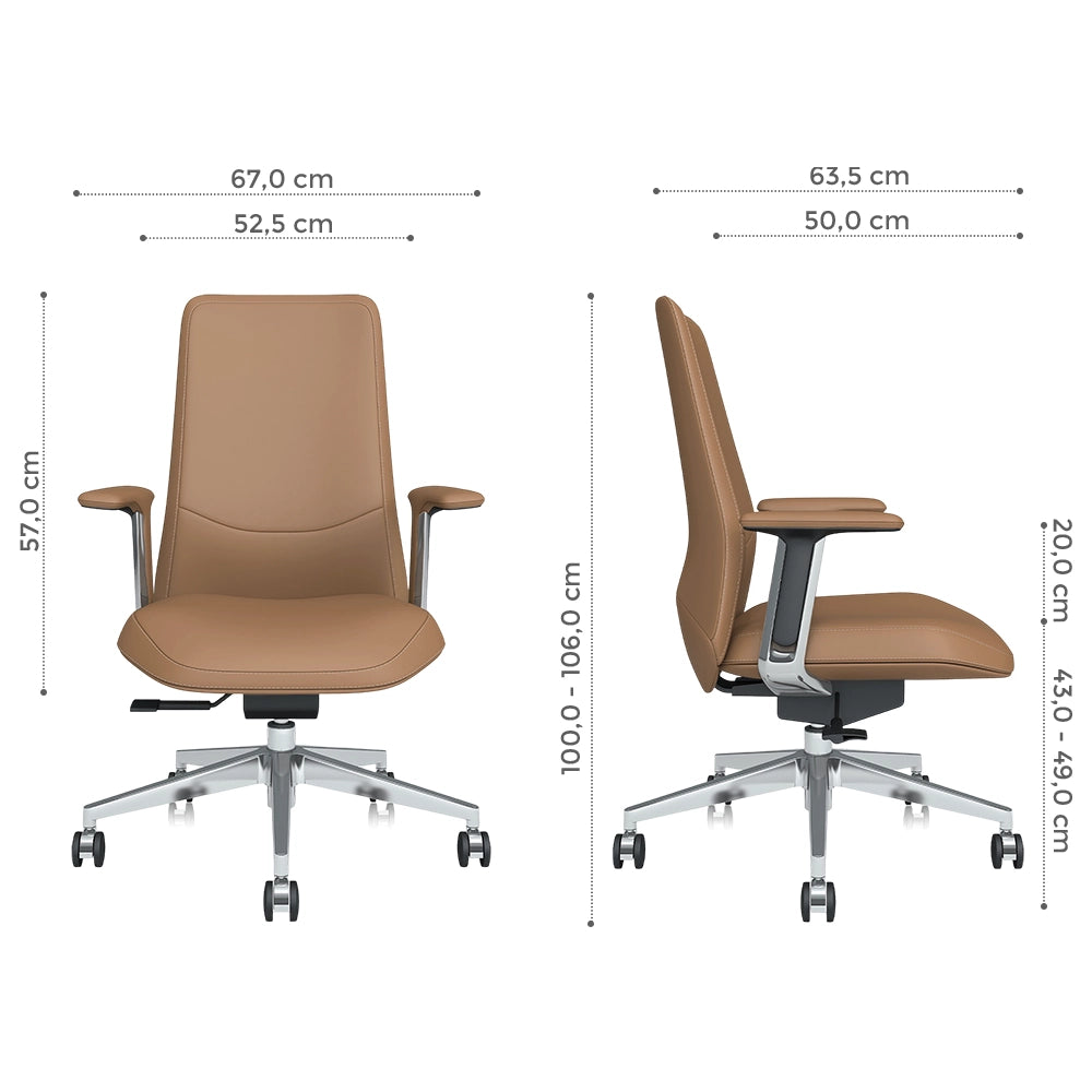 Neris Mid-Back Leder Bürostuhl mit bestem Preis-Leistungs-Verhältnis