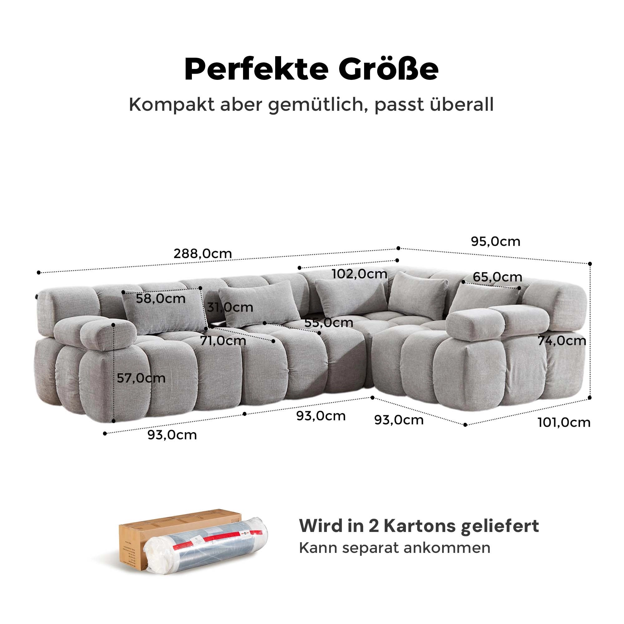 Dionysus 4-Sitzer Luxus-Design Komprimiertes Sofa