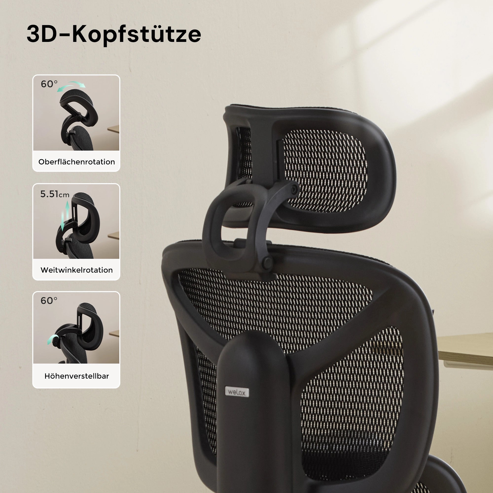 Welax - S9 Pro Ergonomischer Bürostuhl mit Ein-Tasten-Verstelluung
