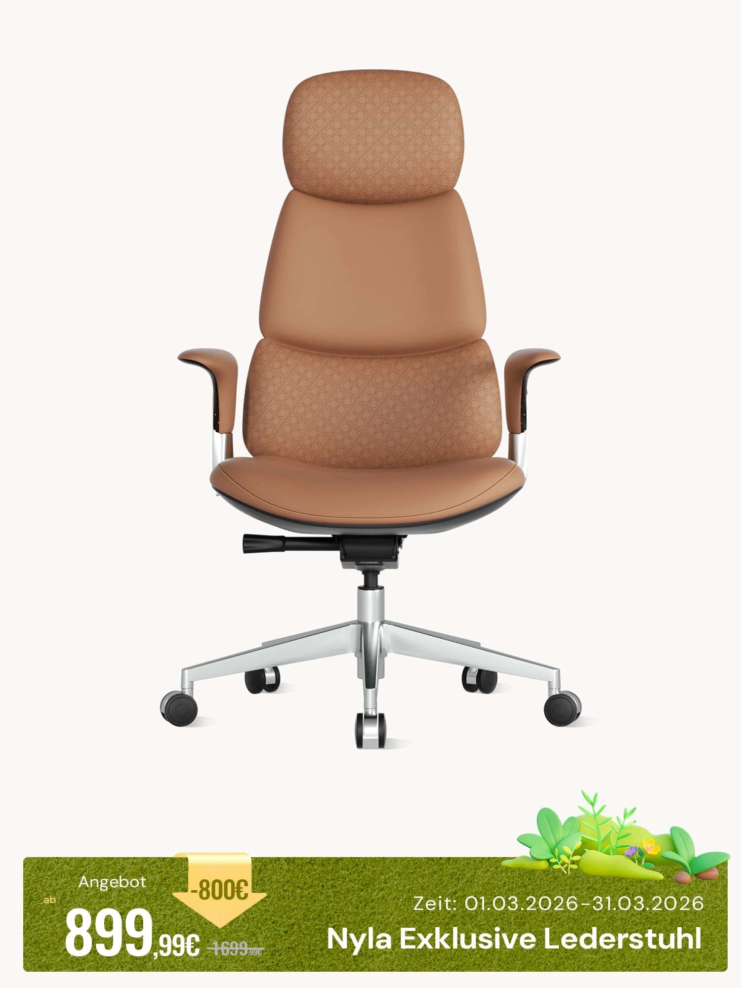 Nyla Lederstuhl mit einfacher Verstellung