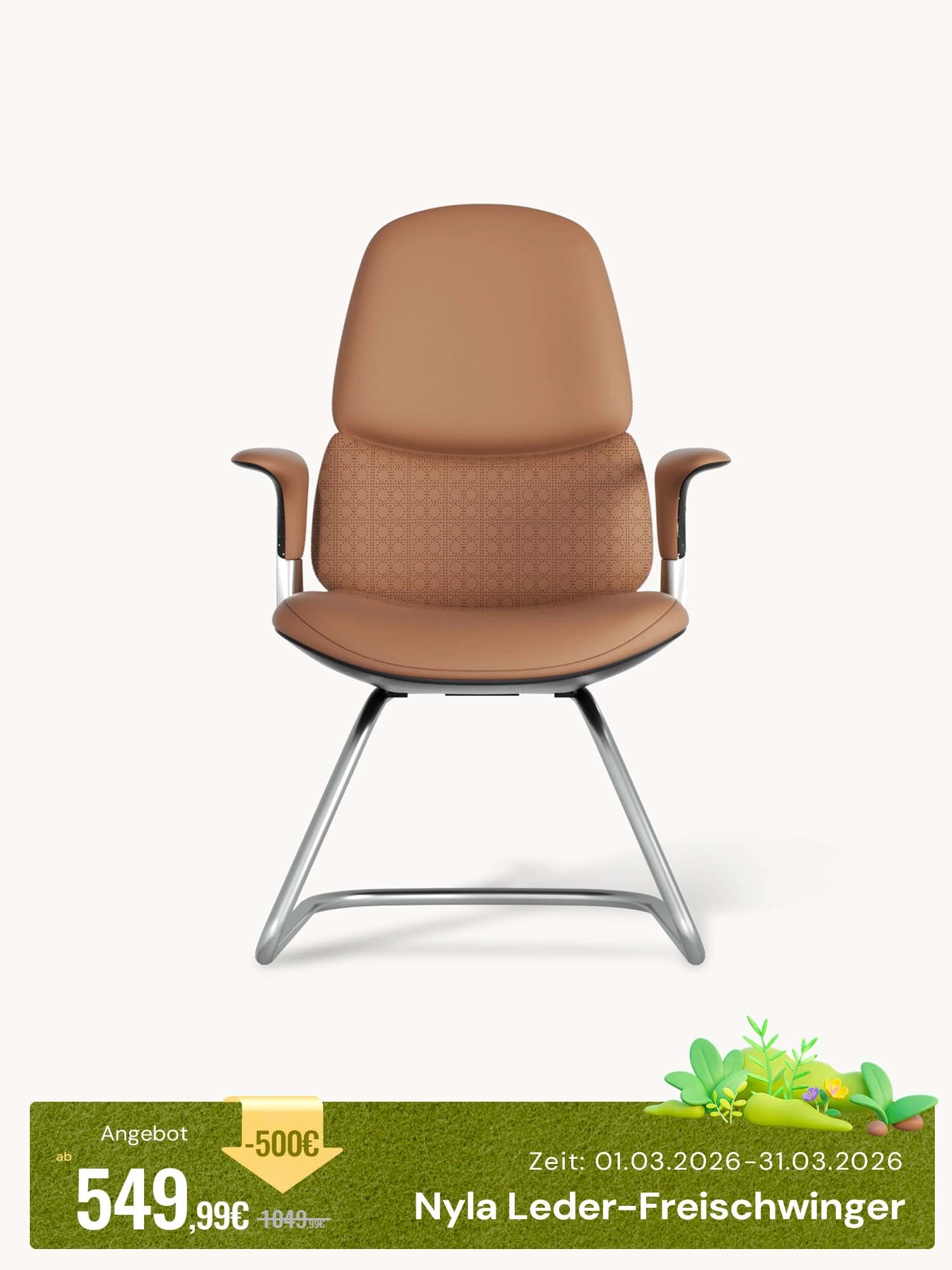 Nyla Freischwinger Lederstuhl mit einfacher Verstellung