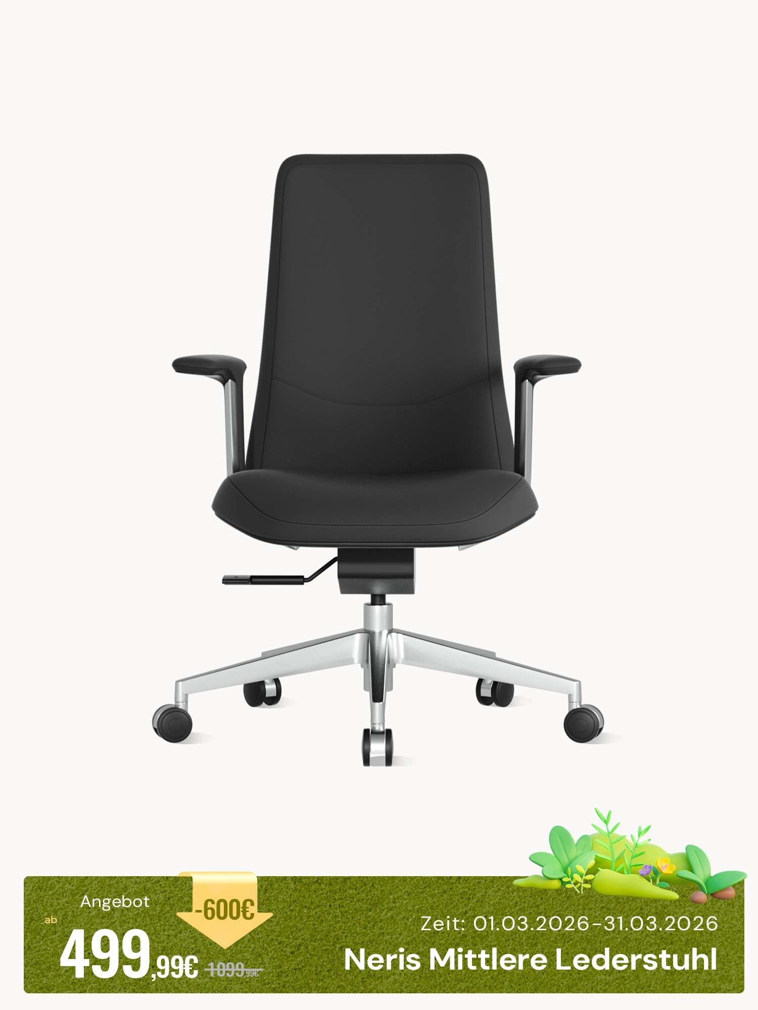 Neris Mid-Back Leder Bürostuhl mit bestem Preis-Leistungs-Verhältnis