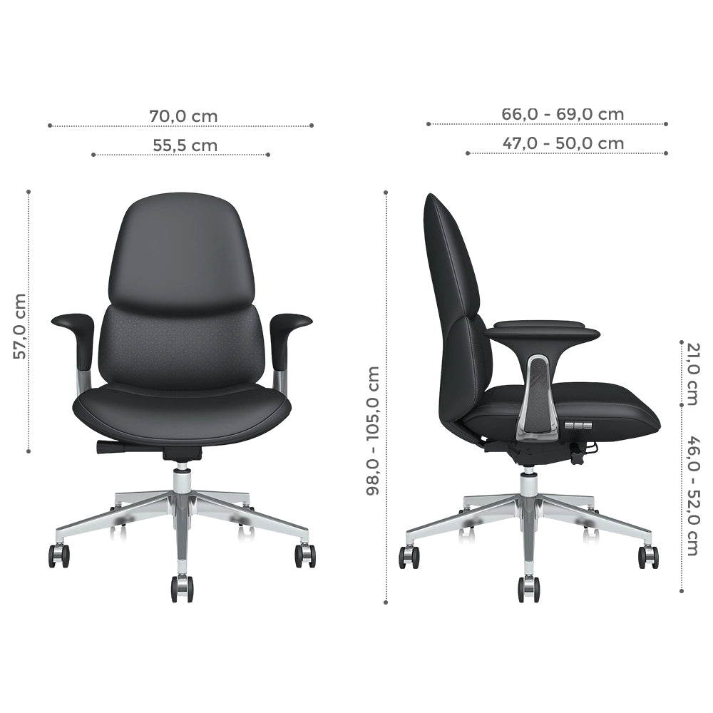 Nyla Mid-Back Lederstuhl mit einfacher Verstellung