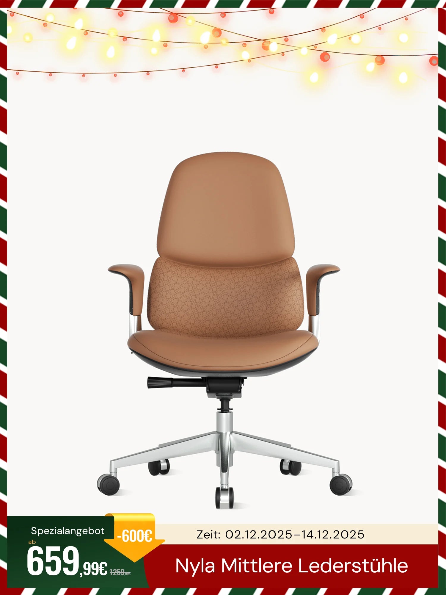 Nyla mittlerer Bürostuhl aus Leder