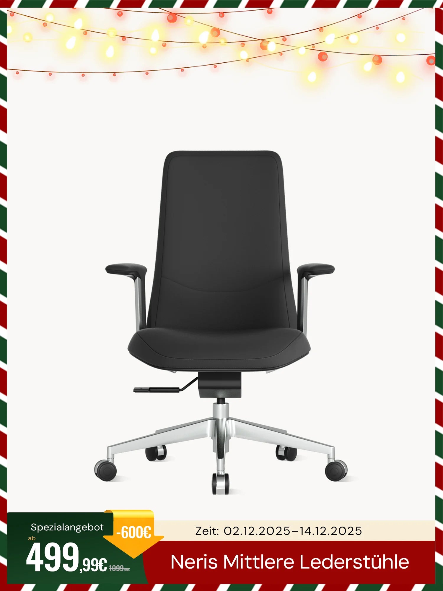 Neris mittlerer Bürostuhl aus Leder