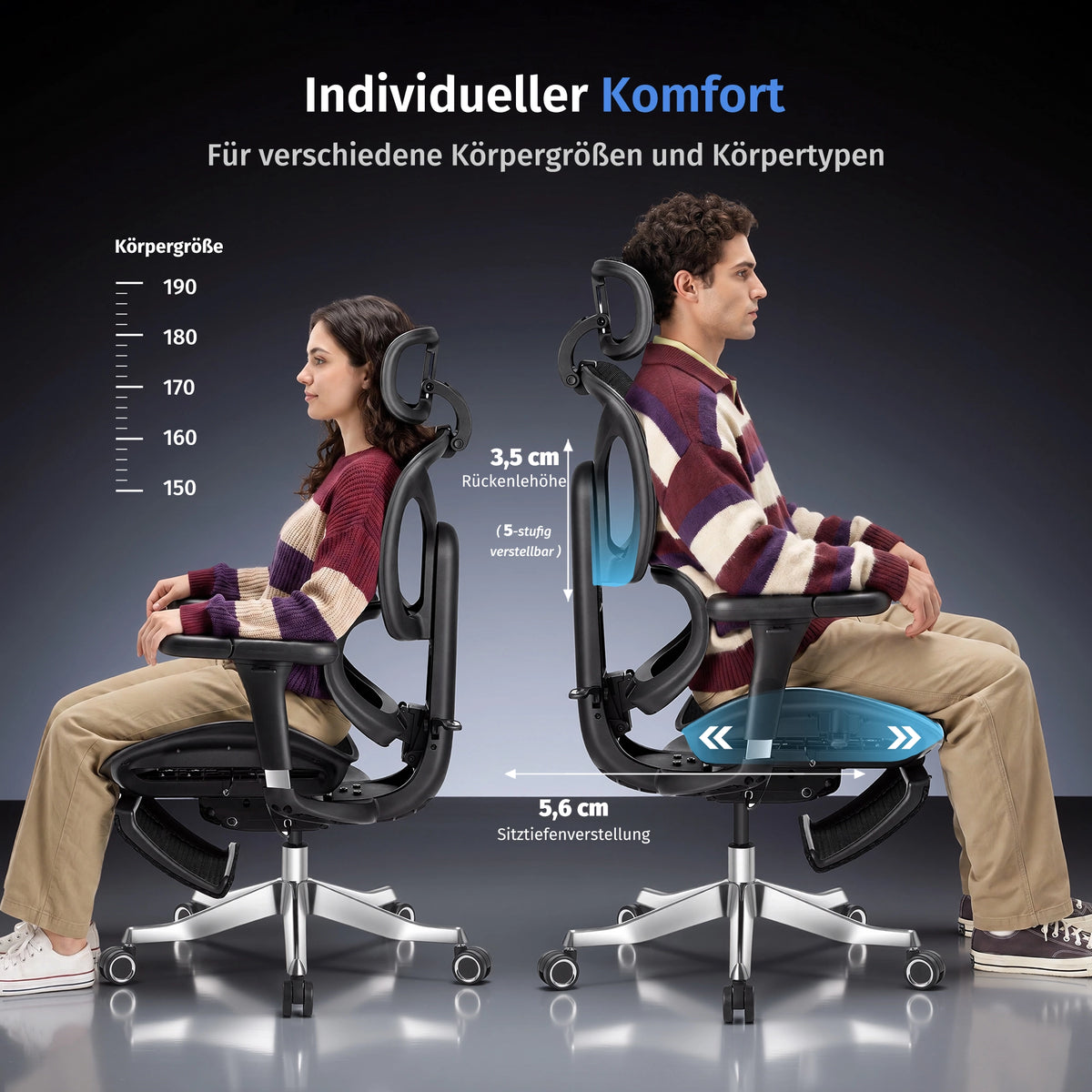 Welax - S9 Pro Ergonomischer Bürostuhl mit Ein-Tasten-Verstelluung