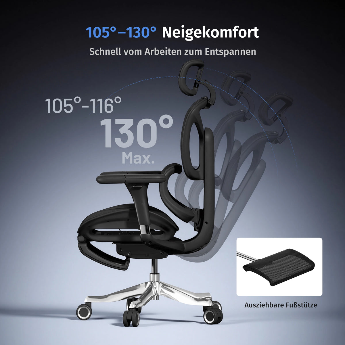 Welax - S9 Pro Ergonomischer Bürostuhl mit Ein-Tasten-Verstelluung