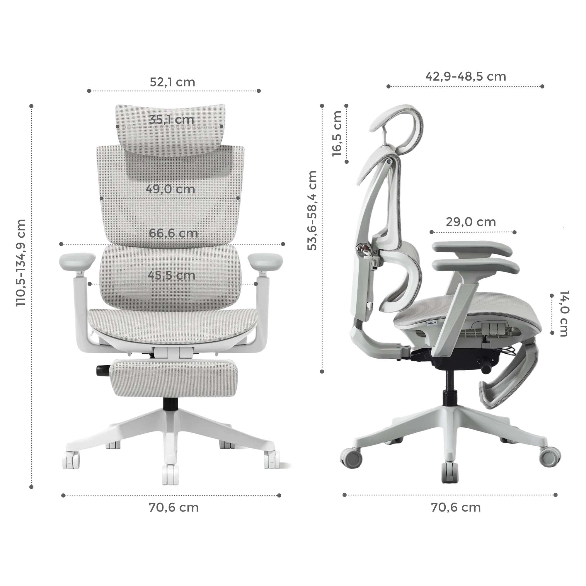 Welax - S7 Ergonomischer Bürostuhl mit Drei-Tasten-Verstellung