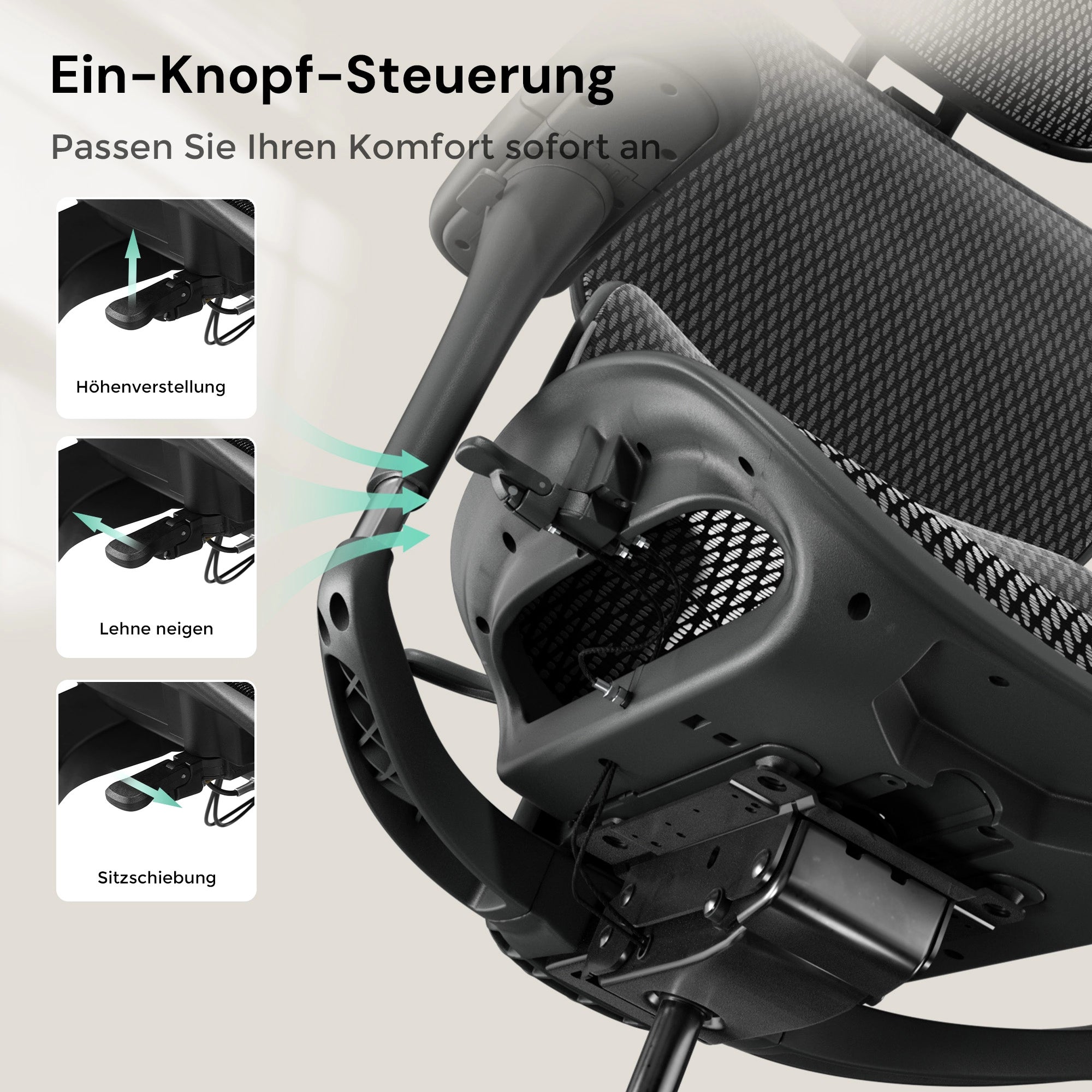 Welax - S9 Pro Ergonomischer Bürostuhl mit Ein-Tasten-Verstelluung