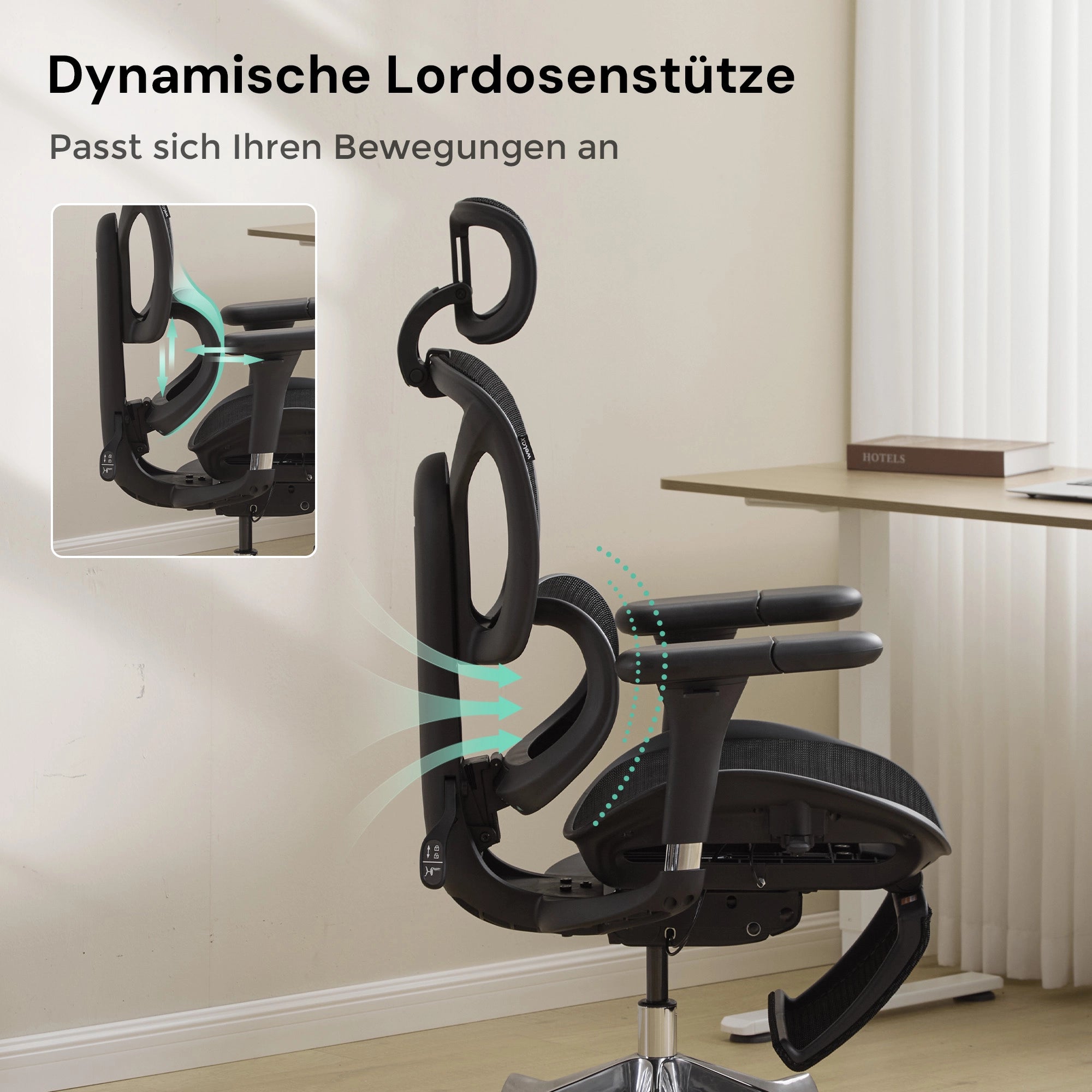 Welax - S9 Pro Ergonomischer Bürostuhl mit Ein-Tasten-Verstelluung