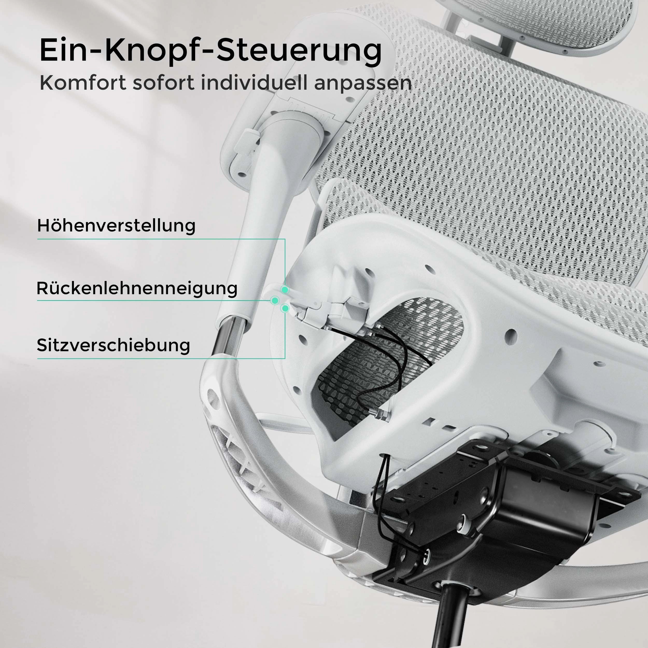 Welax - S9 Pro Ergonomischer Bürostuhl mit Ein-Tasten-Verstelluung